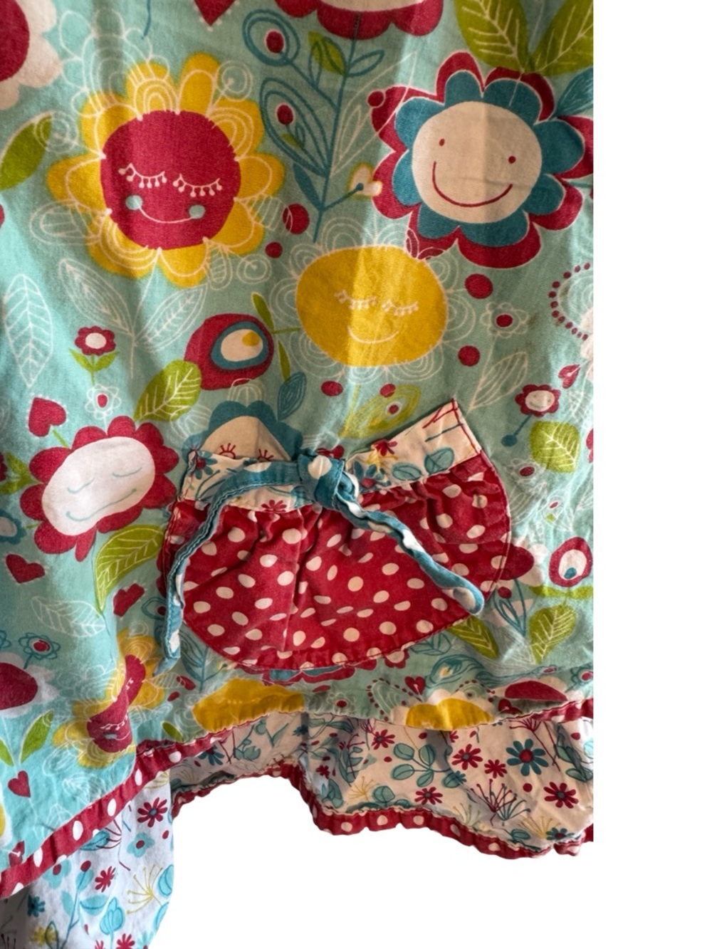 Jelly the Pug Girls Floral Tunic Top Size 6X Blue Red Printed Tank Shirt - Picture 5 of 8